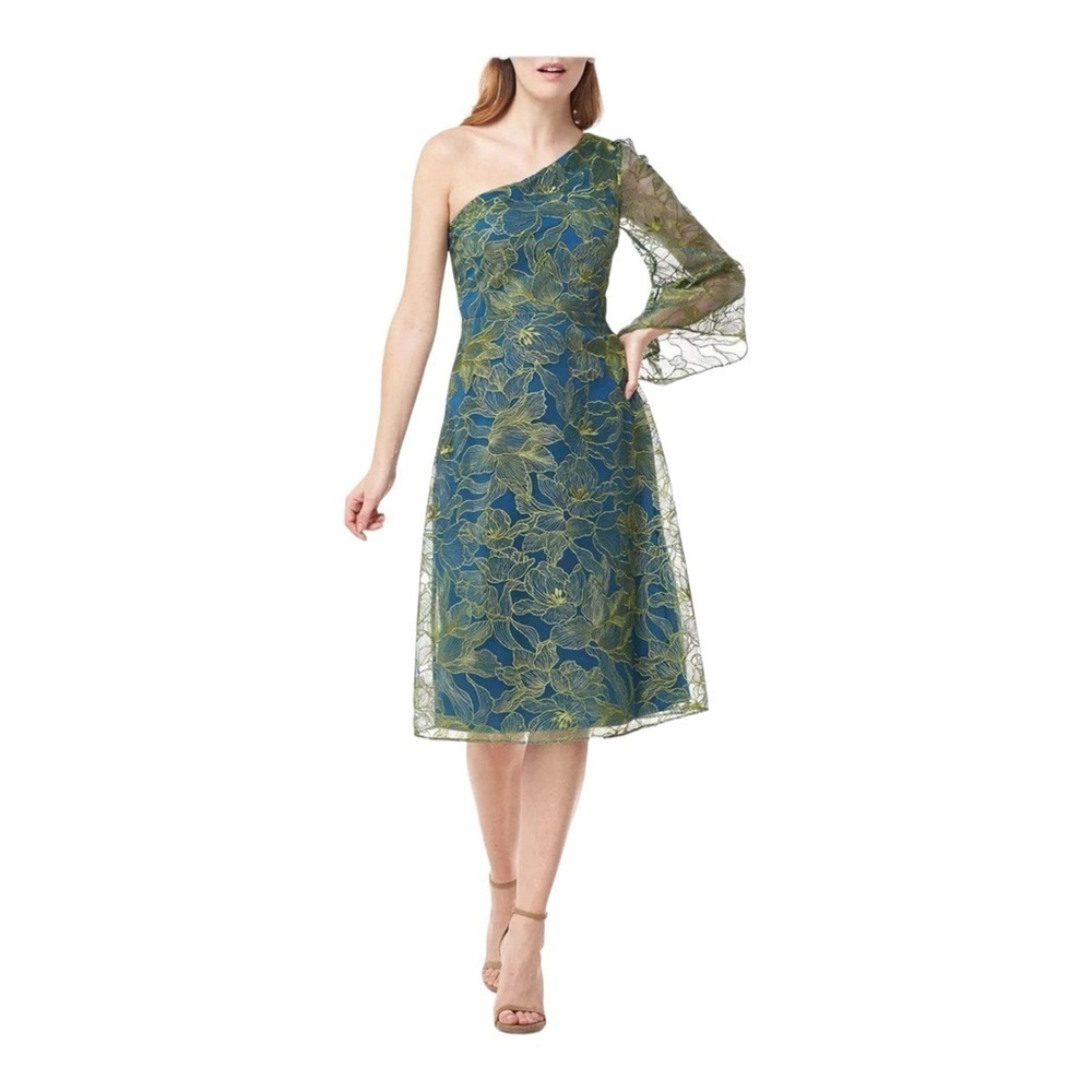 Js Collections Asymmetric Embroidered Evening Dress Nwt